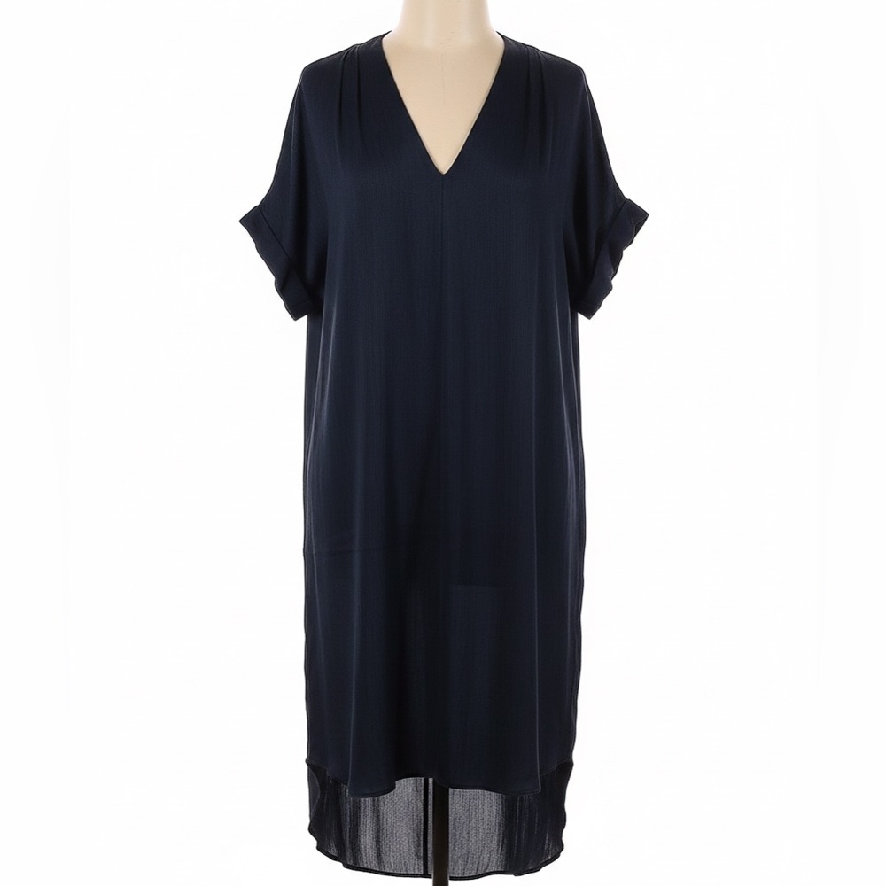 Halston Navy V-Neck Shift Dress